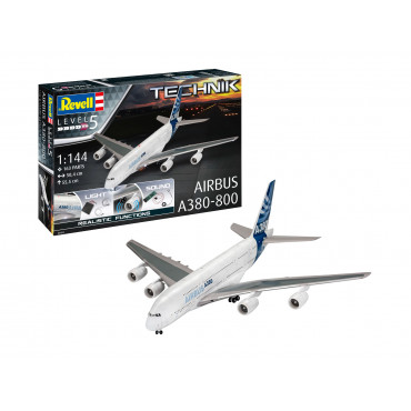 KIT PARA MONTAR REVELL AVIÃO AIRBUS A380-800 TECHNIK EDITION FUNÇÕES REALISTAS 1/144 163 PEÇAS REV 00453